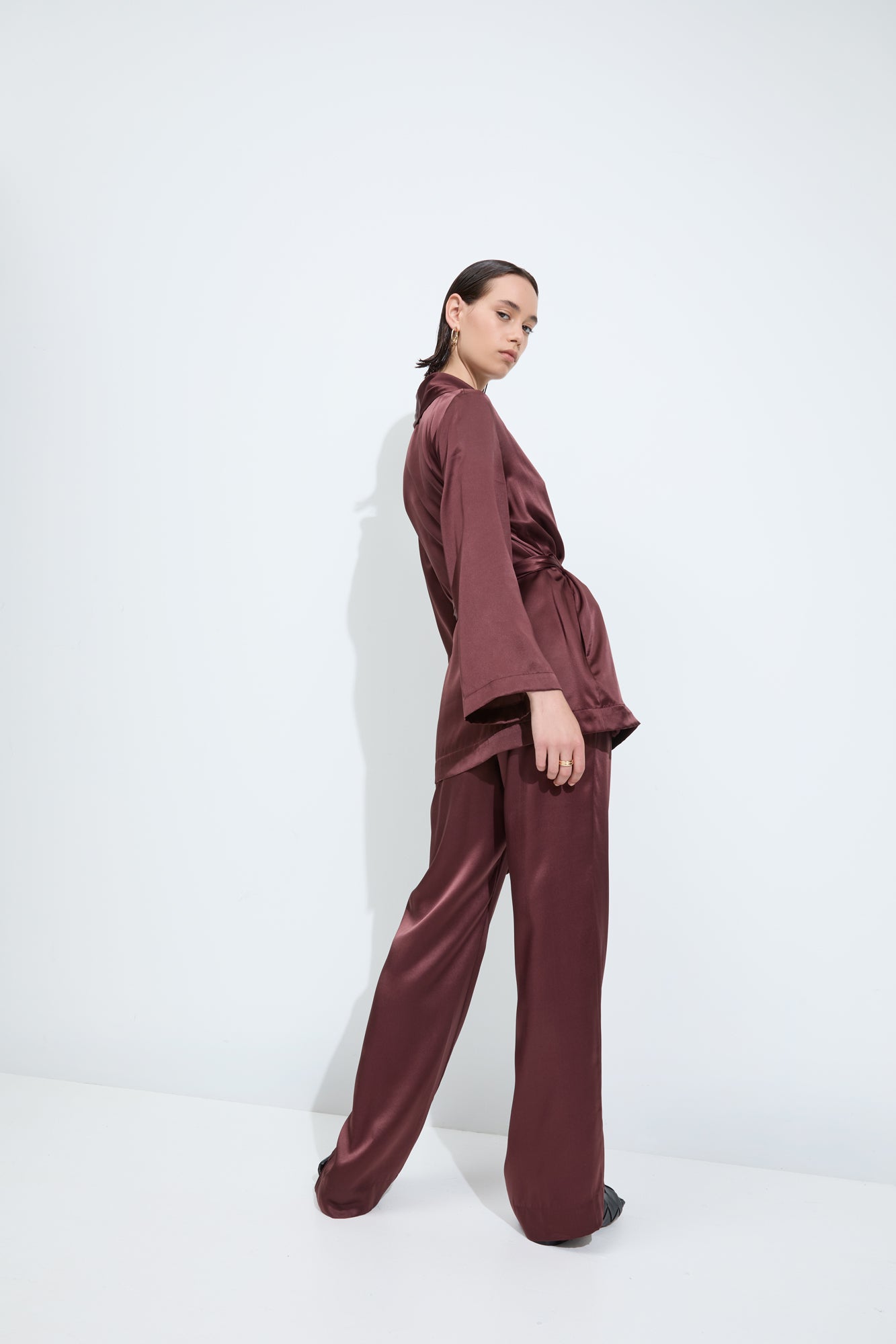 MARAIS SILK TUXEDO PANT {CHOCOLATE}