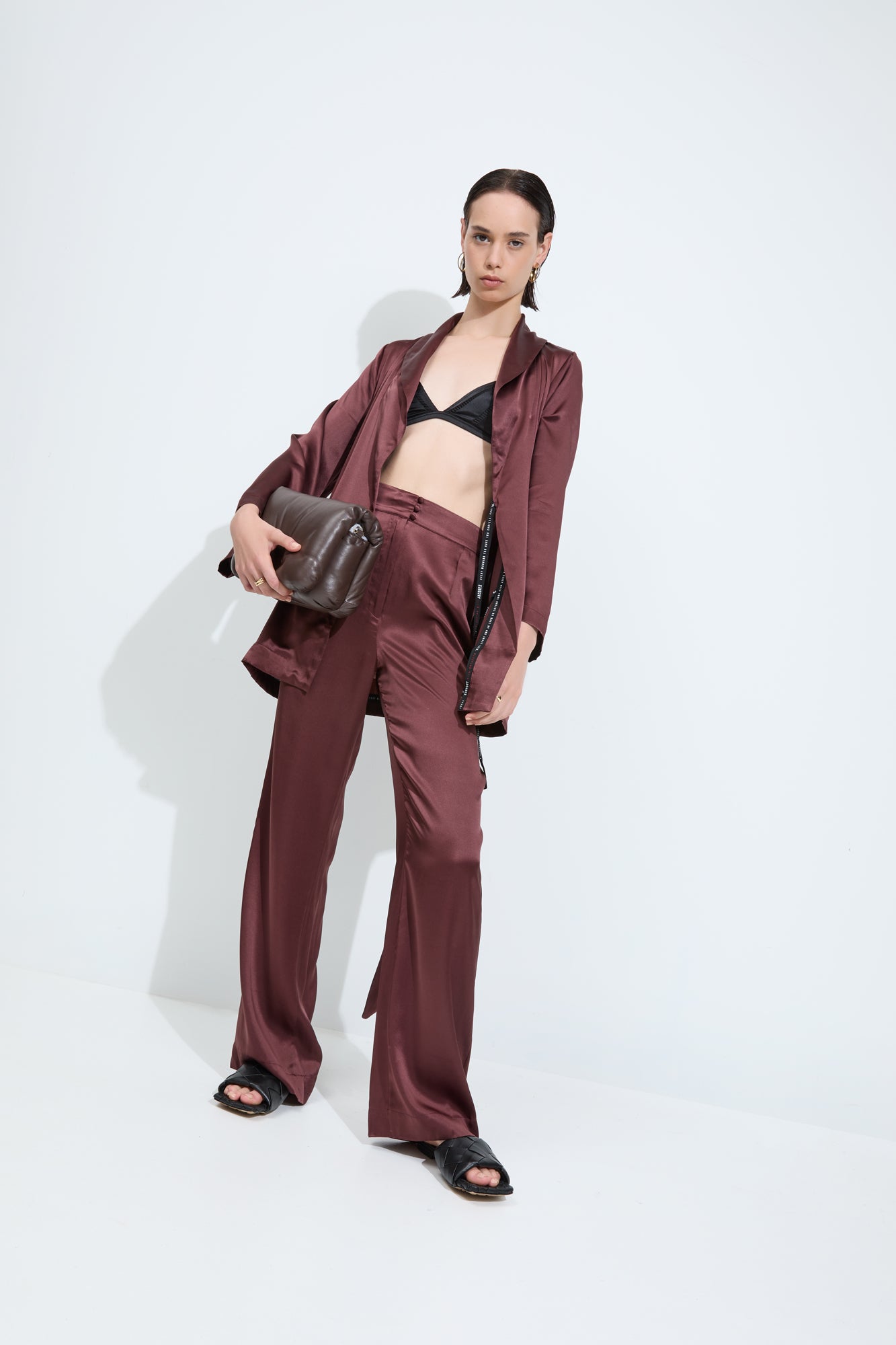 MARAIS SILK TUXEDO PANT {CHOCOLATE}