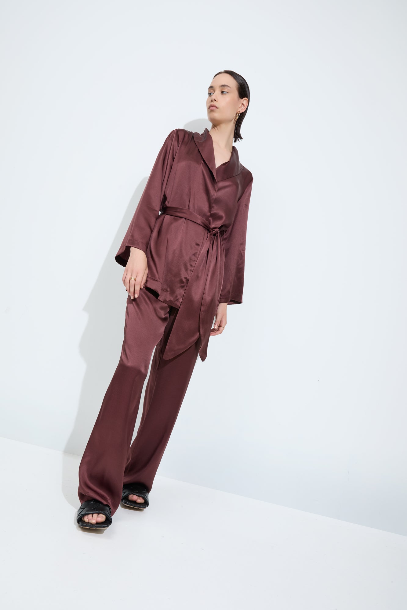 MARAIS SILK TUXEDO PANT {CHOCOLATE}