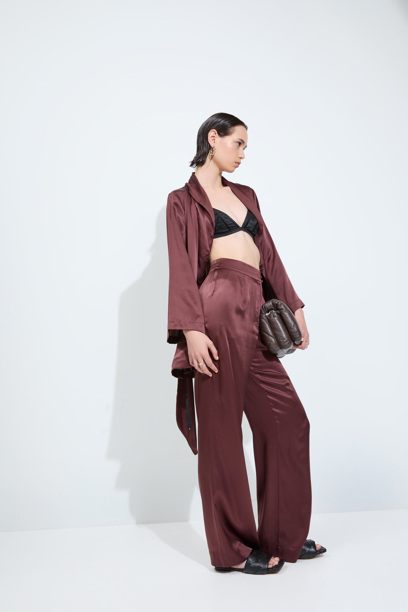 MARAIS SILK TUXEDO PANT {CHOCOLATE}