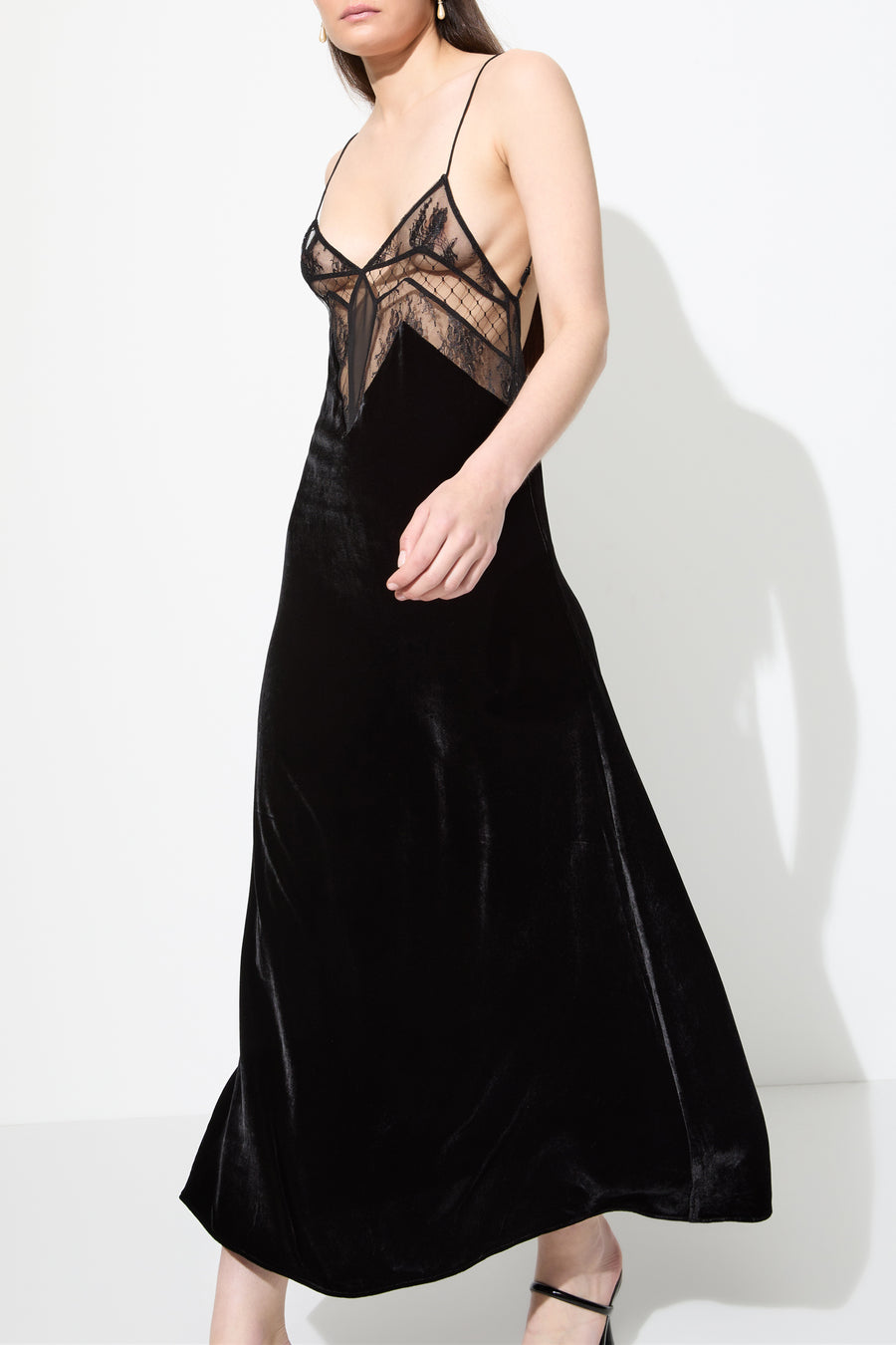 FRANCINE VELVET SLIP DRESS {BLACK}