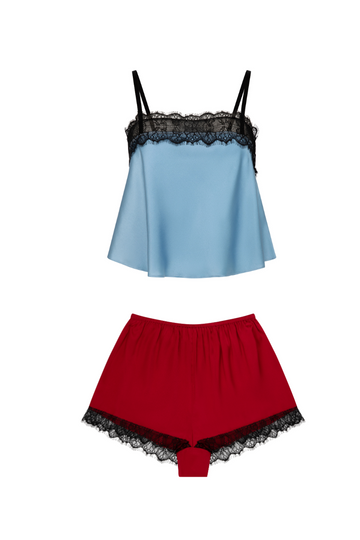 CLEO BOXER SET {DUSK BLUE & TANGO RED}