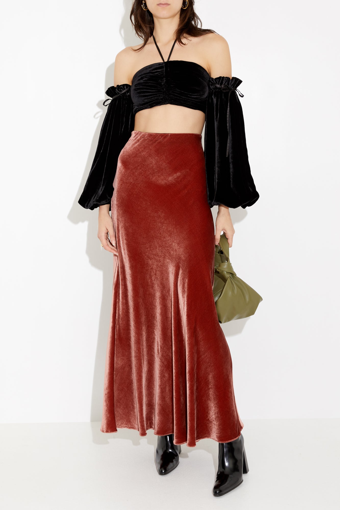 BIANCA VELVET SKIRT {COPPER}