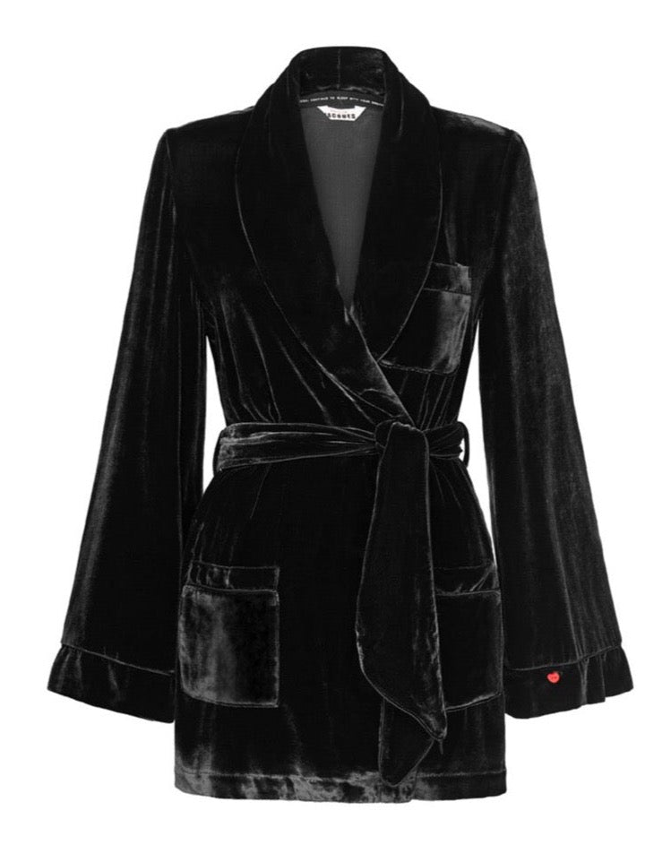 Bon Vivant Black Silk Velvet Robe: Sleeping with Jacques Online Shop ...